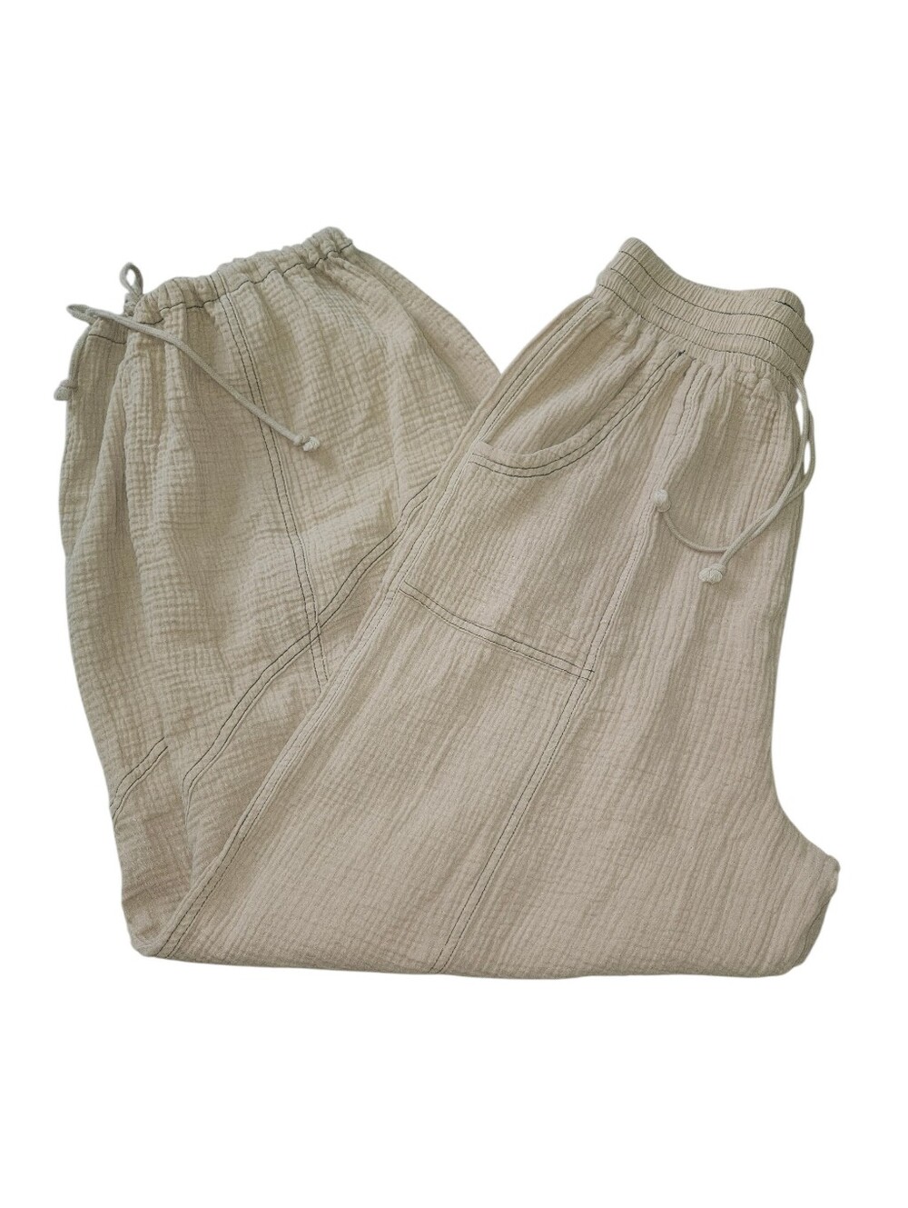 PROMESA Tan Jump In 100% Crinkle Cotton Parachute Pants. Sz. M
